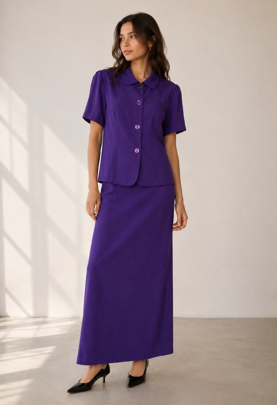 Vintage Jessica Howard Purple Shift Dress w Jacket Short Sleeve Sz 14